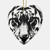 Zwarte en witte tijger keramisch ornament (Links)