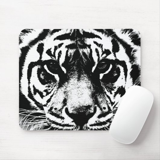 Zwarte en witte tijger muismat (Met muis)