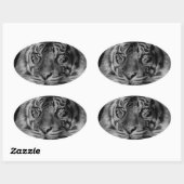 Zwarte en witte tijger ovale sticker (Vel)
