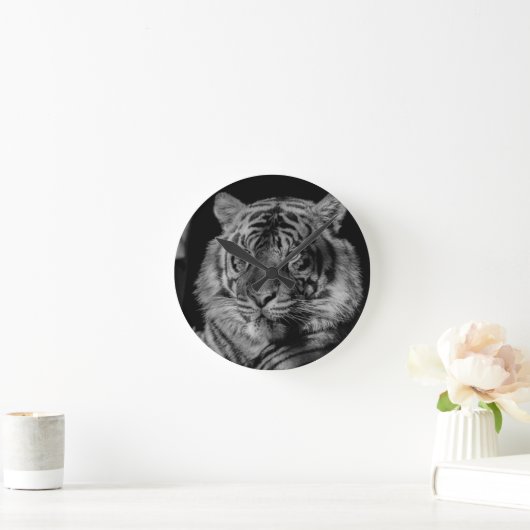 Zwarte en witte tijger ronde klok (Huis)