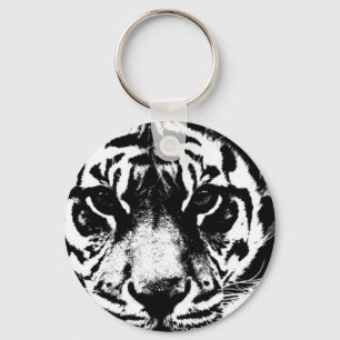 Zwarte en witte tijger sleutelhanger