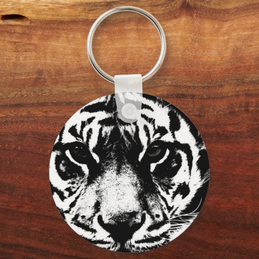 Zwarte en witte tijger sleutelhanger (Voorkant)