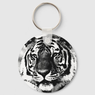 Zwarte en witte tijger sleutelhanger