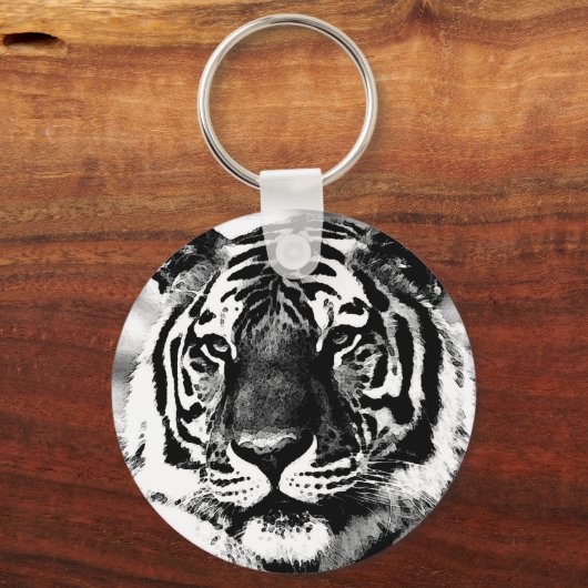 Zwarte en witte tijger sleutelhanger (Voorkant)