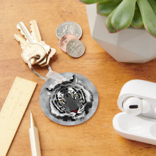 Zwarte en witte tijger sleutelhanger