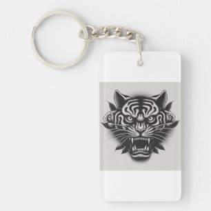 Zwarte en witte tijger sleutelhanger