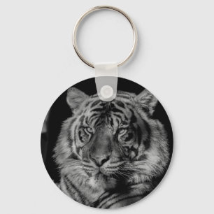 Zwarte en witte tijger sleutelhanger