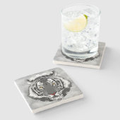 Zwarte en witte tijger stenen onderzetter (Zijkant)