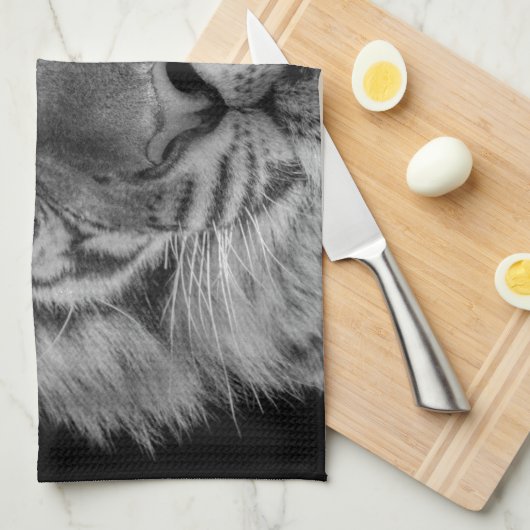 Zwarte en witte tijger theedoek (Quarter Fold)