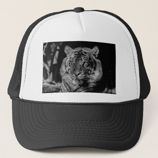 Zwarte en witte tijger trucker pet (Voorkant)