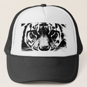 Zwarte en witte tijger trucker pet