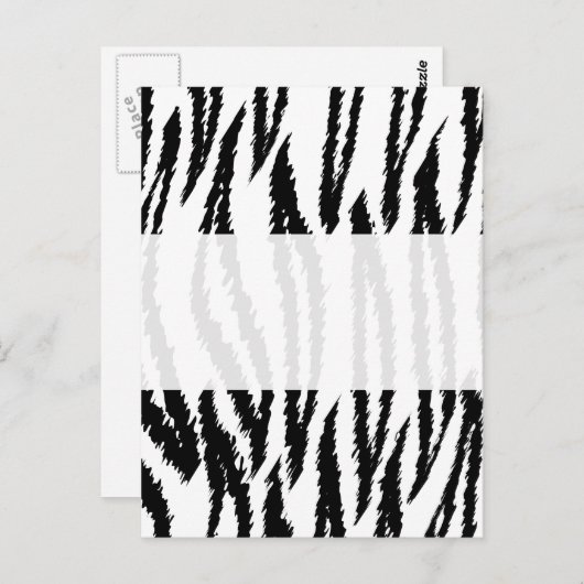 Zwarte en witte tijgerafdrukken. Tijger patroon. Briefkaart (Voorkant / Achterkant)