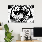 Zwarte en witte tijgerogen poster (Thuiskantoor)
