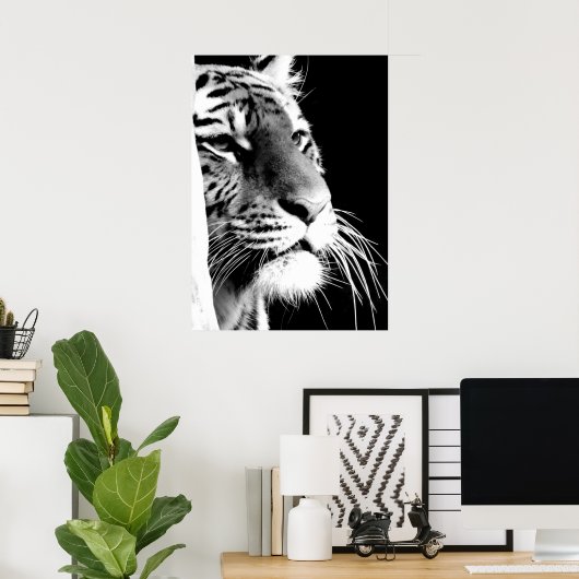 Zwarte en witte tijgerogen poster (Thuiskantoor)