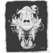 Zwarte en witte tijgerschedel sticker (Voorkant)