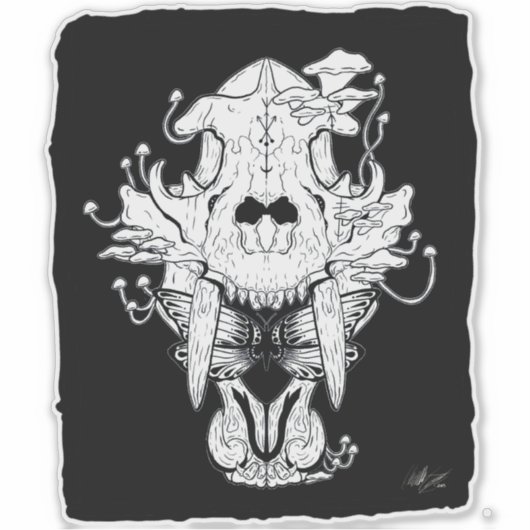 Zwarte en witte tijgerschedel sticker (Voorkant)