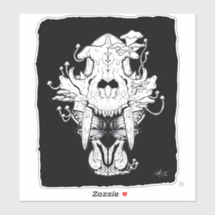 Zwarte en witte tijgerschedel sticker