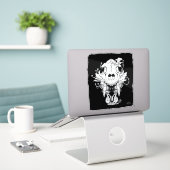 Zwarte en witte tijgerschedel sticker (Laptop op bureau)