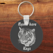 zwarte en witte tijgerschilderij van de grote kat sleutelhanger (Voorkant)