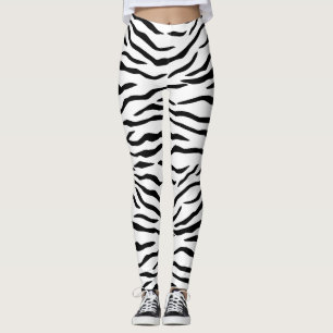Zwarte en witte tijgerstrepen leggings