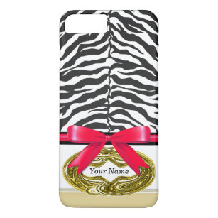 Zwarte en witte tijgerstrips Gold Embleem Case-Mate iPhone Case