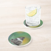 Zwarte en witte tijgervlinder zandsteen onderzetter (Zijkant)