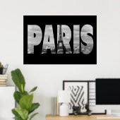 Zwarte en witte  toren in Parijs en Eiffeltoren Poster (Thuiskantoor)