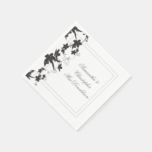 Zwarte en witte traditionele bruiloft servet (Hoek)