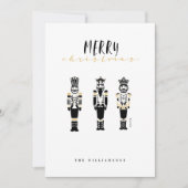 Zwarte en Witte Trendy Abstracte Nutkraker Kerstmi Feestdagenkaart (Voorkant)