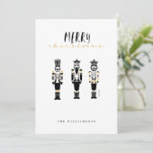 Zwarte en Witte Trendy Abstracte Nutkraker Kerstmi Feestdagenkaart (Staand voorkant)