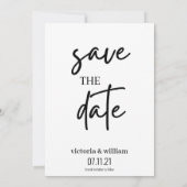 zwarte en witte trendy modern sparen de datum save the date (Achterkant)
