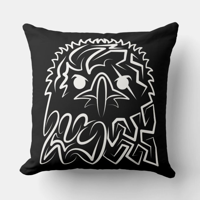 Zwarte en witte tribale adelaar kussen (Voorkant)