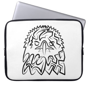 Zwarte en witte tribale adelaar laptop sleeve