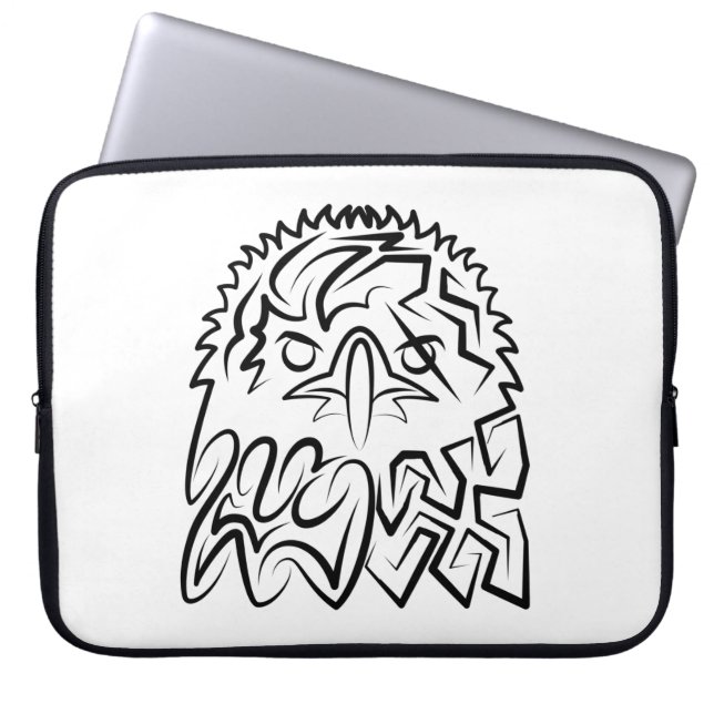 Zwarte en witte tribale adelaar laptop sleeve (Voorkant)