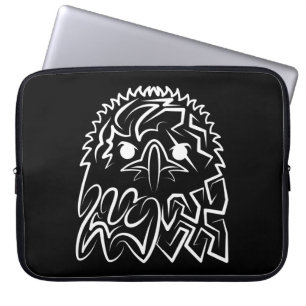 Zwarte en witte tribale adelaar laptop sleeve