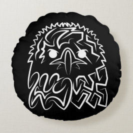 Zwarte en witte tribale adelaar rond kussen