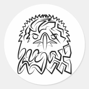 Zwarte en witte tribale adelaar ronde sticker