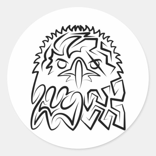 Zwarte en witte tribale adelaar ronde sticker (Voorkant)