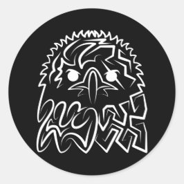 Zwarte en witte tribale adelaar ronde sticker