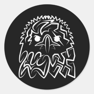 Zwarte en witte tribale adelaar ronde sticker
