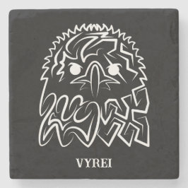 Zwarte en witte tribale adelaar stenen onderzetter