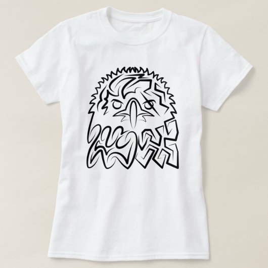Zwarte en witte tribale adelaar t-shirt (Design voorkant)
