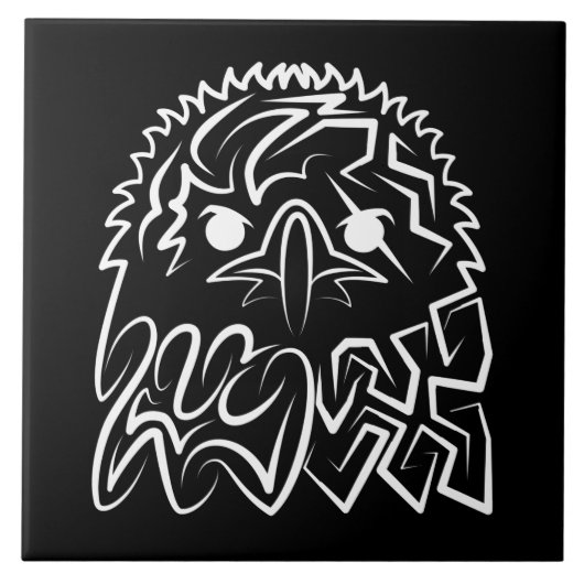 Zwarte en witte tribale adelaar tegeltje (Voorkant)