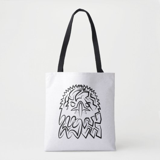 Zwarte en witte tribale adelaar tote bag (Voorkant)