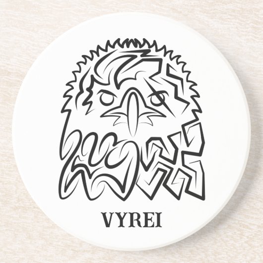 Zwarte en witte tribale adelaar zandsteen onderzetter (Voorkant)