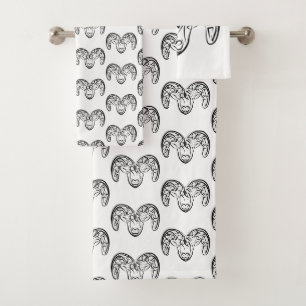 Zwarte en witte tribale geiten/schapen bad handdoek