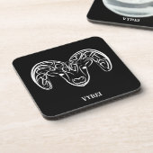 Zwarte en witte tribale geiten/schapen bier onderzetter (Linkerzijde)