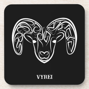 Zwarte en witte tribale geiten/schapen bier onderzetter