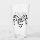 Zwarte en witte tribale geiten/schapen glas (Achterkant)