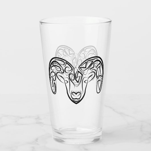 Zwarte en witte tribale geiten/schapen glas (Achterkant)